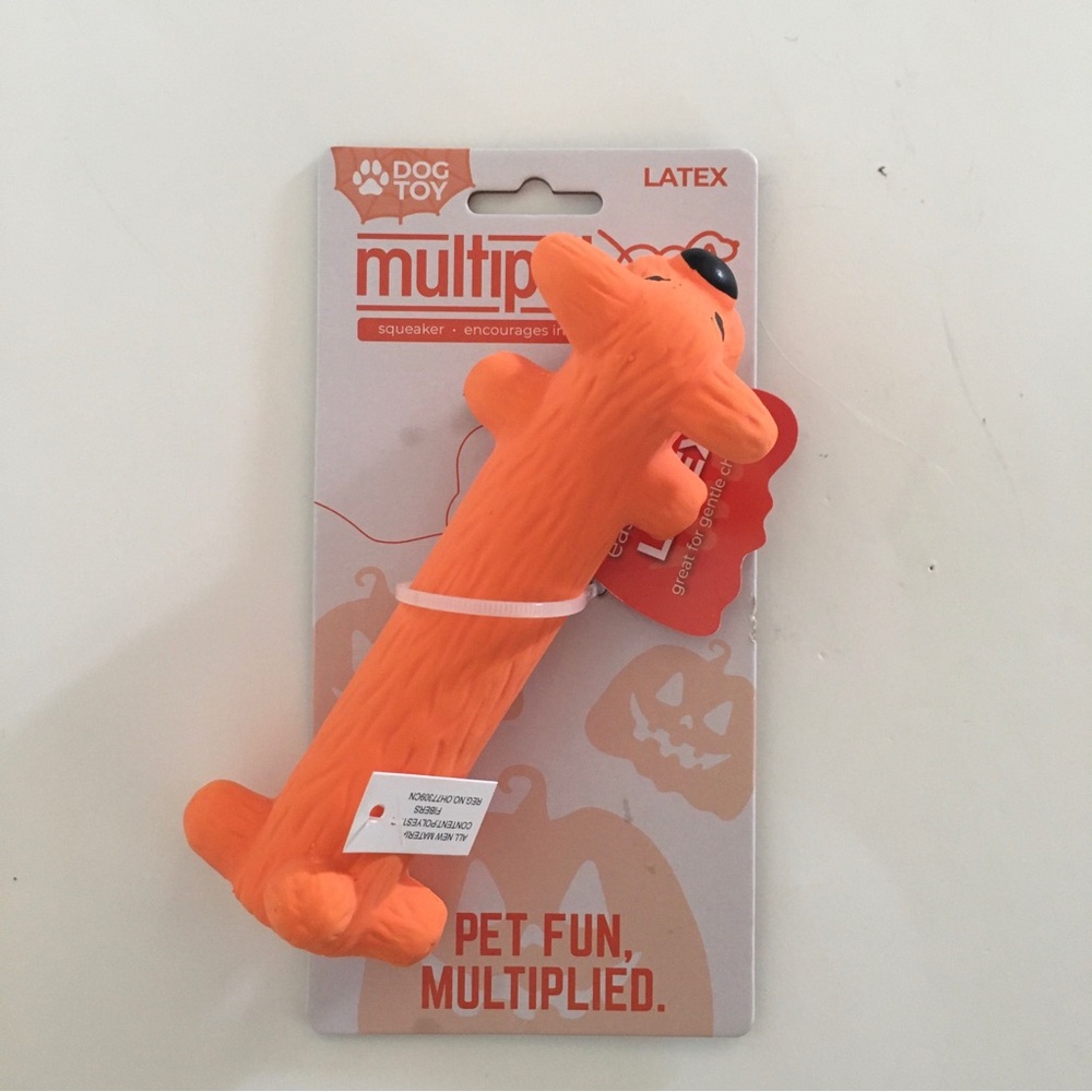 6” Dog Toy Latex Squeaker Orange Dog by Multipet